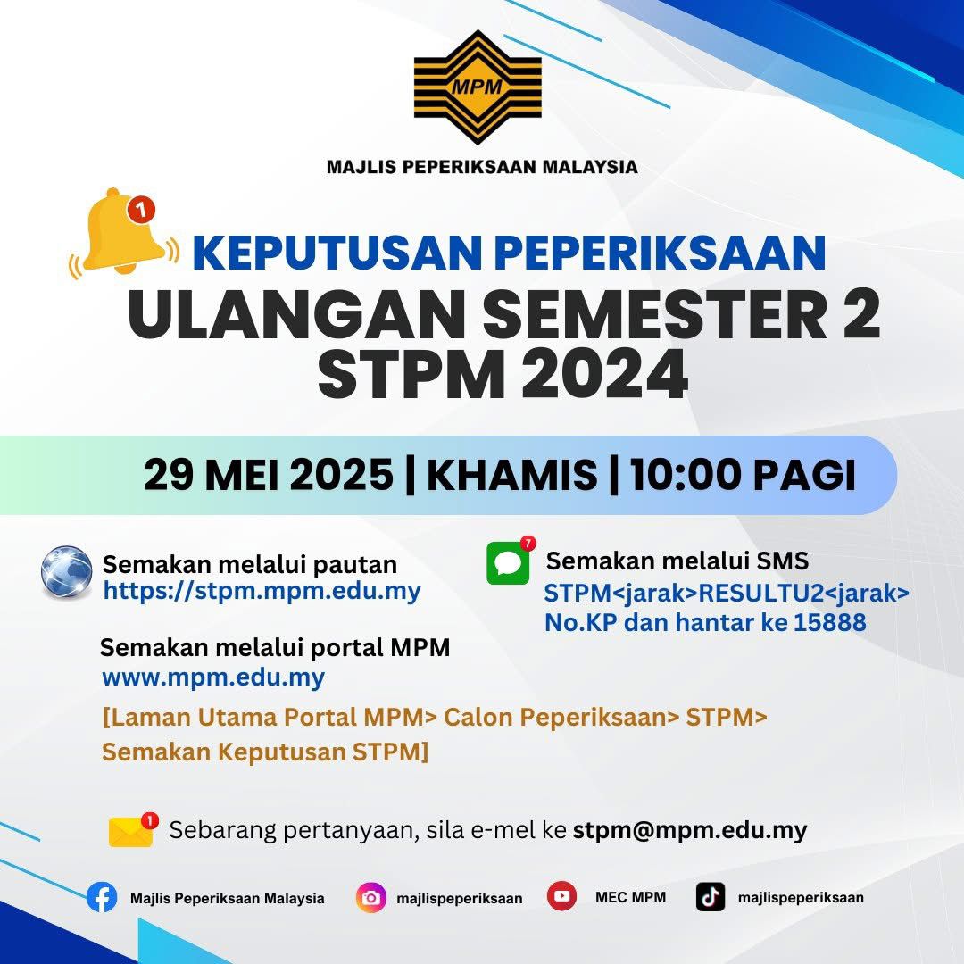 Keputusan Peperiksaan Ulangan Semester 2 STPM 2024