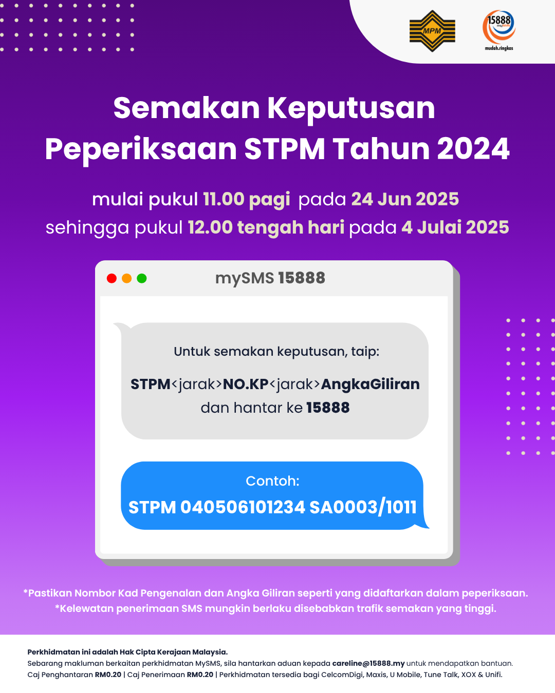 Semakan Keputusan Peperiksaan STPM Tahun 2024