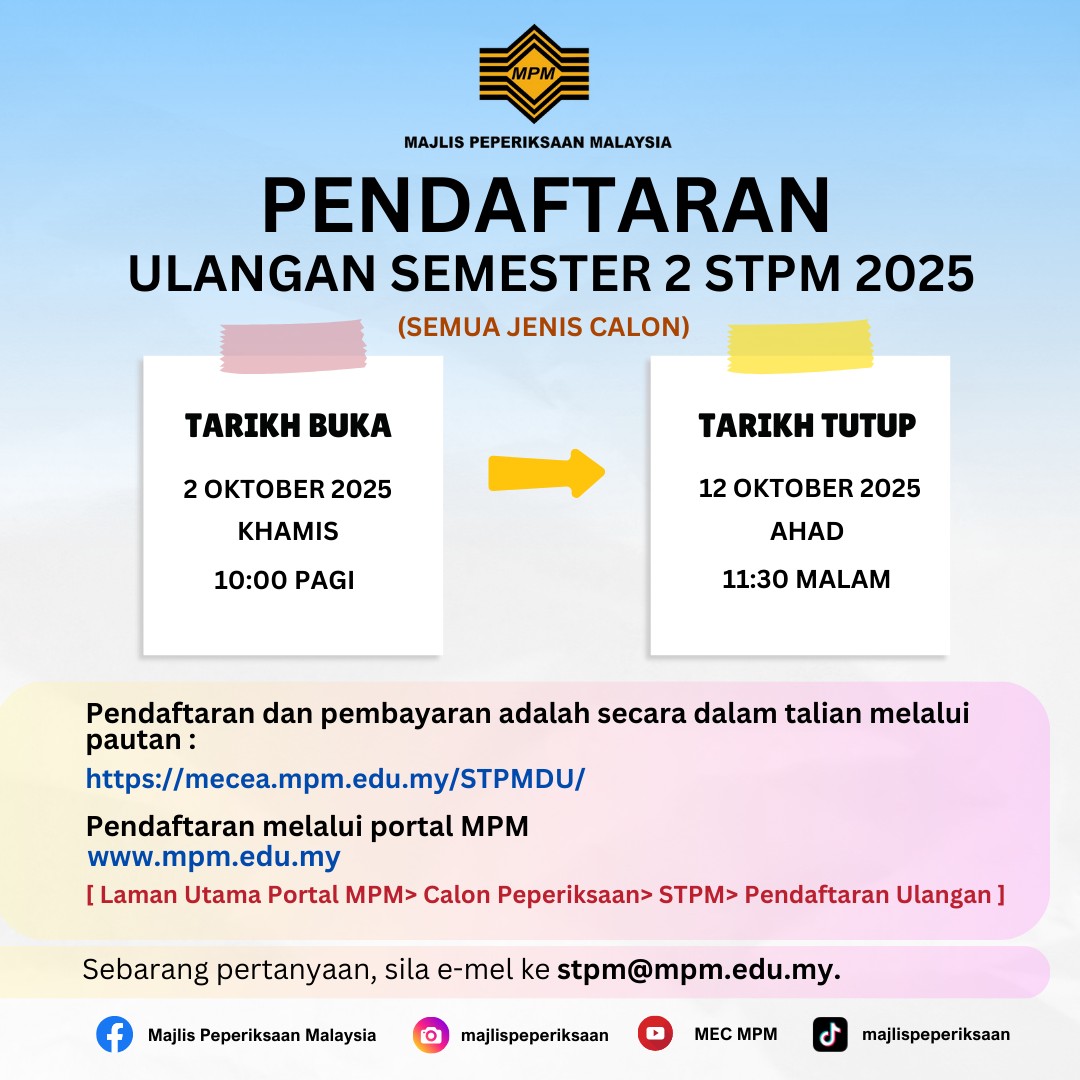 Pendaftaran Ulangan Semester 2 STPM 2025
