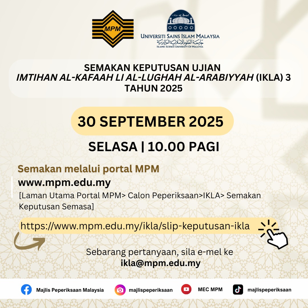 Semakan Keputusan IKLA 3 Tahun 2025