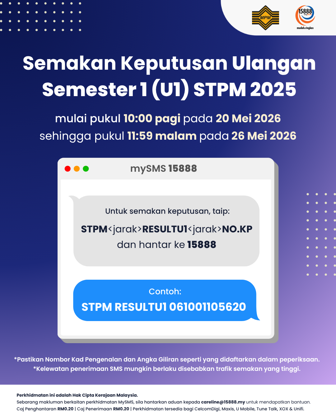 Semakan Keputusan Ulangan 1 (U1) STPM 2025