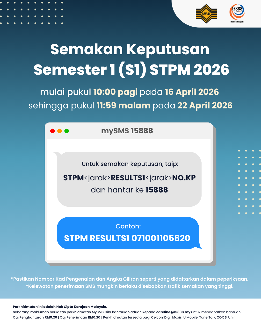 Semakan Keputusan Semester 1 (S1) STPM 2026